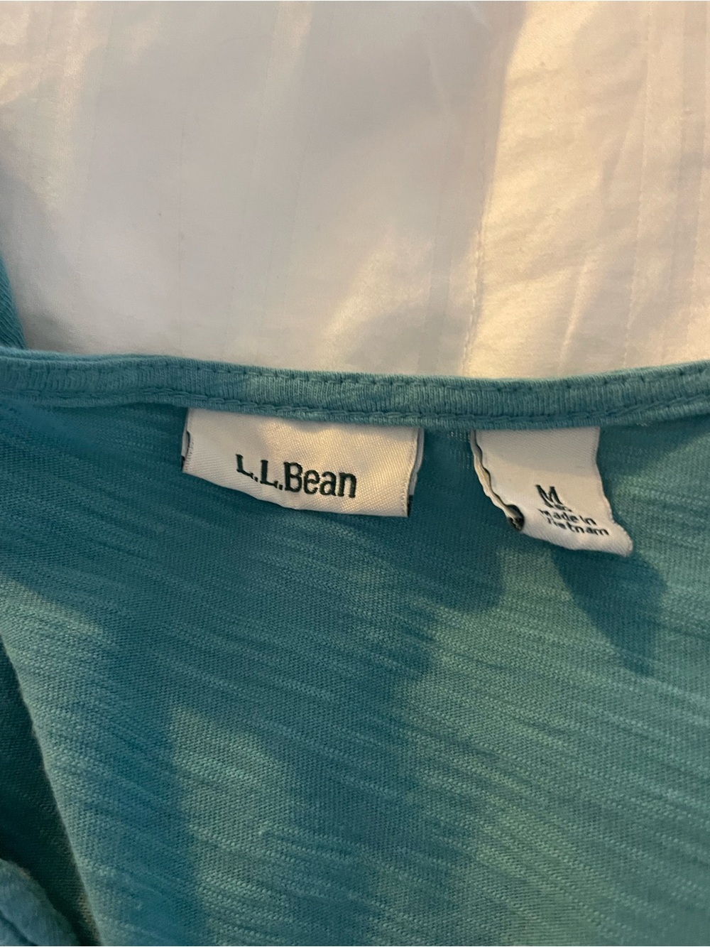 L.L. Bean Teal mid- Sleeve Cotton Tee